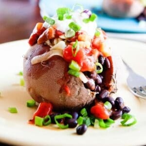 loaded sweet potato in a plate