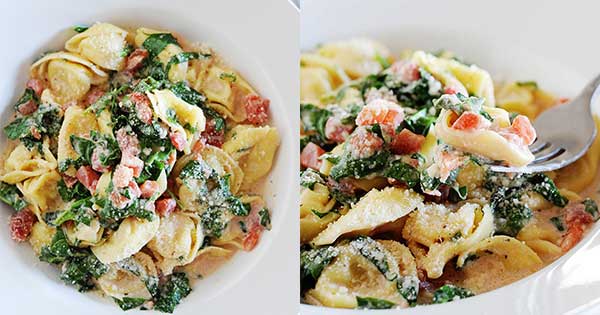 Creamy Spinach Tortellini in a Skillet - Laura Fuentes