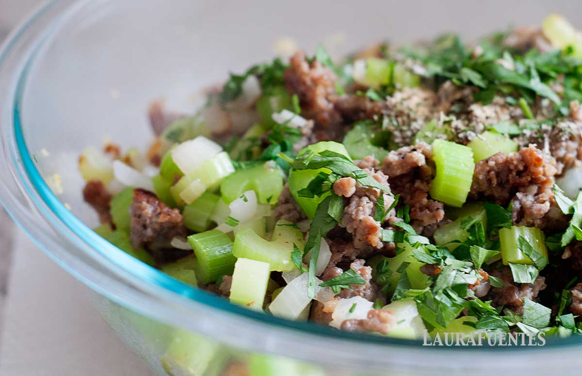large dish of sausage and vegetables 