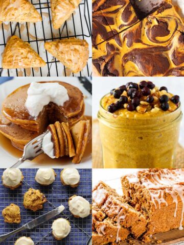 an image collage of recipes with canned pumpkin