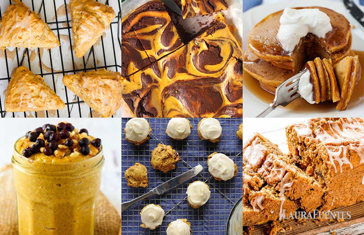 an image collage of recipes with canned pumpkin