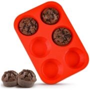 red silicone jumbo muffin pan