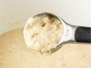 a spoon with pancake batter