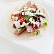greek tacos with cucumber tacos on a plate