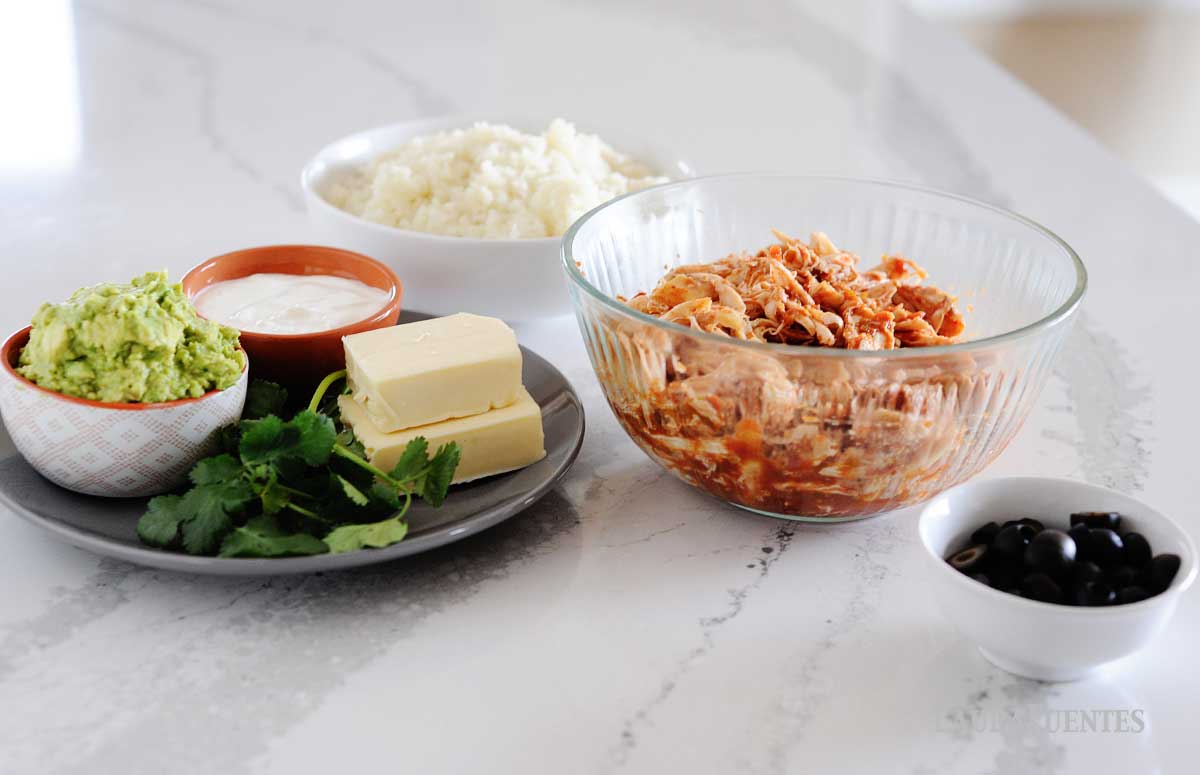 image: ingredients for healthy low-carb burrito bowls