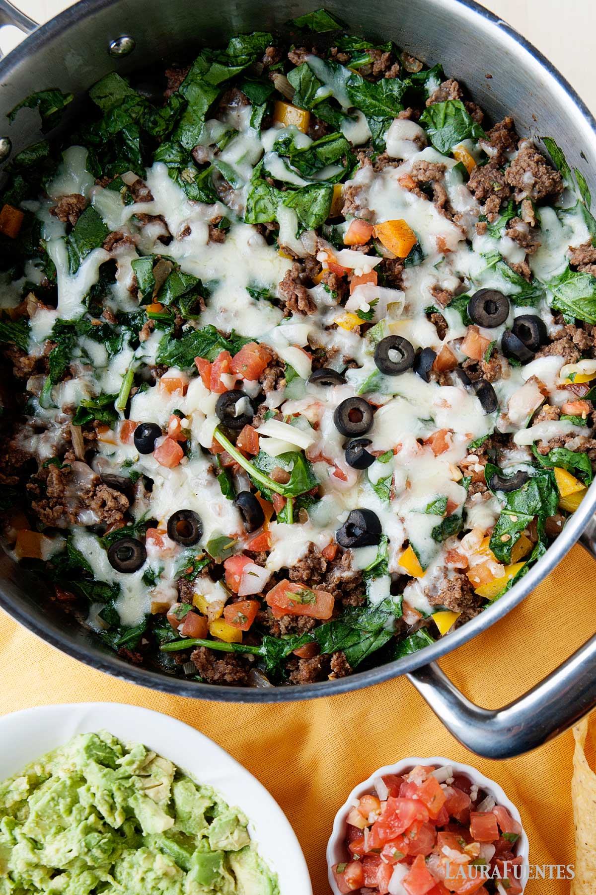 overhead of easy beef taco skillet
