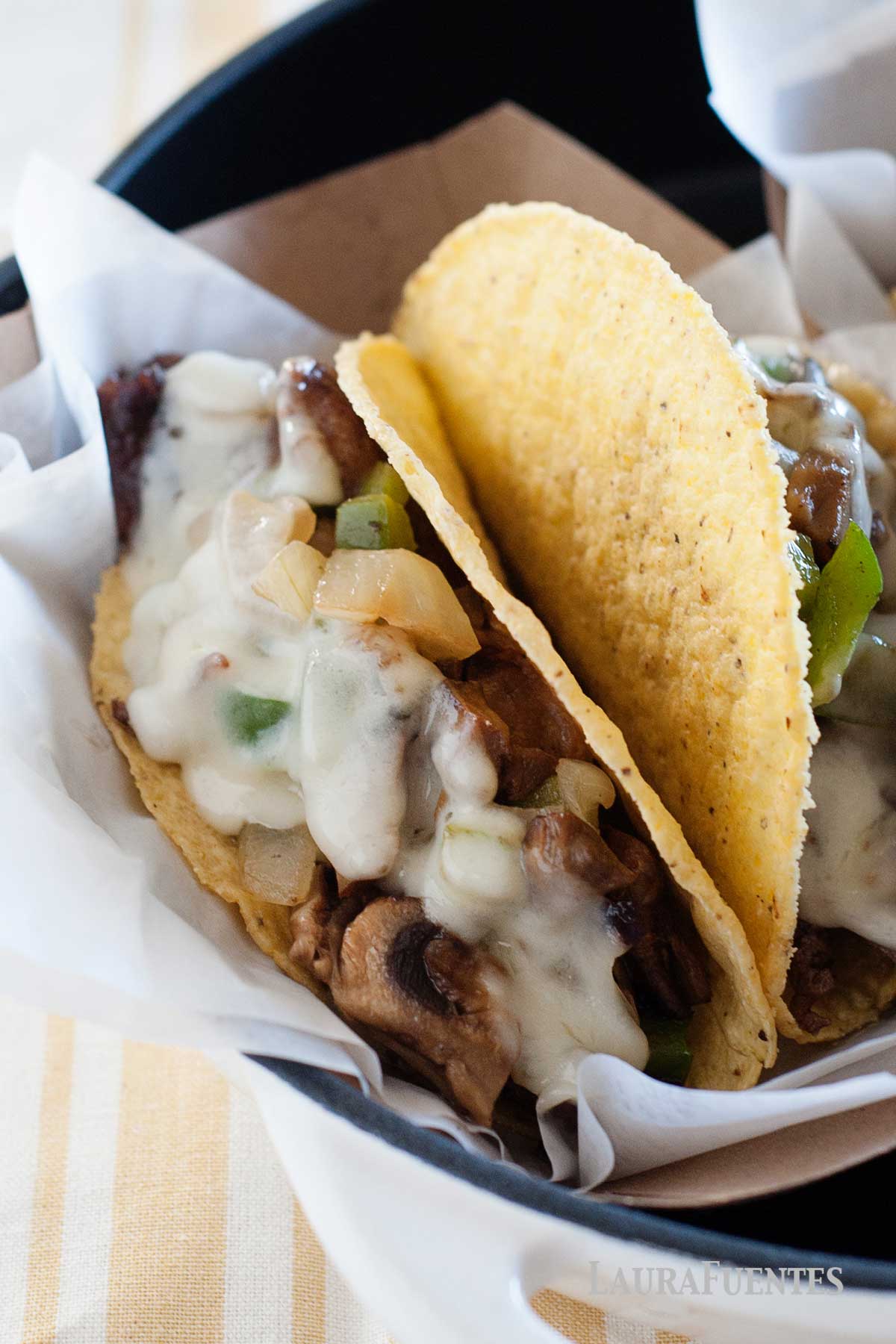 Philly cheesesteak Tacos in a bowl