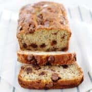 chocolate chip banana bread sliced