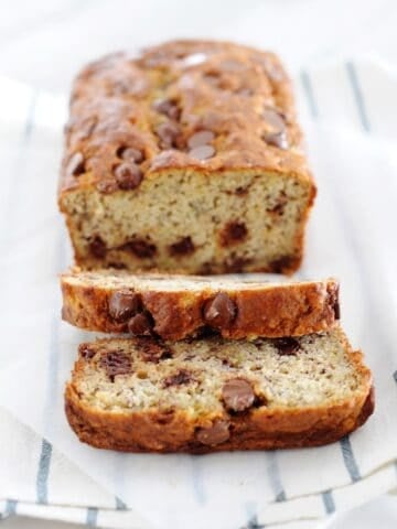 chocolate chip banana bread sliced