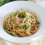 spaghetti carbonara in a bowl
