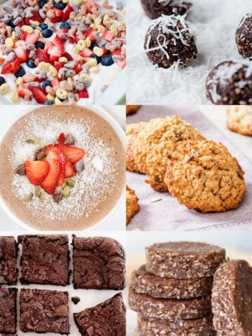 a collage of healthy treat images