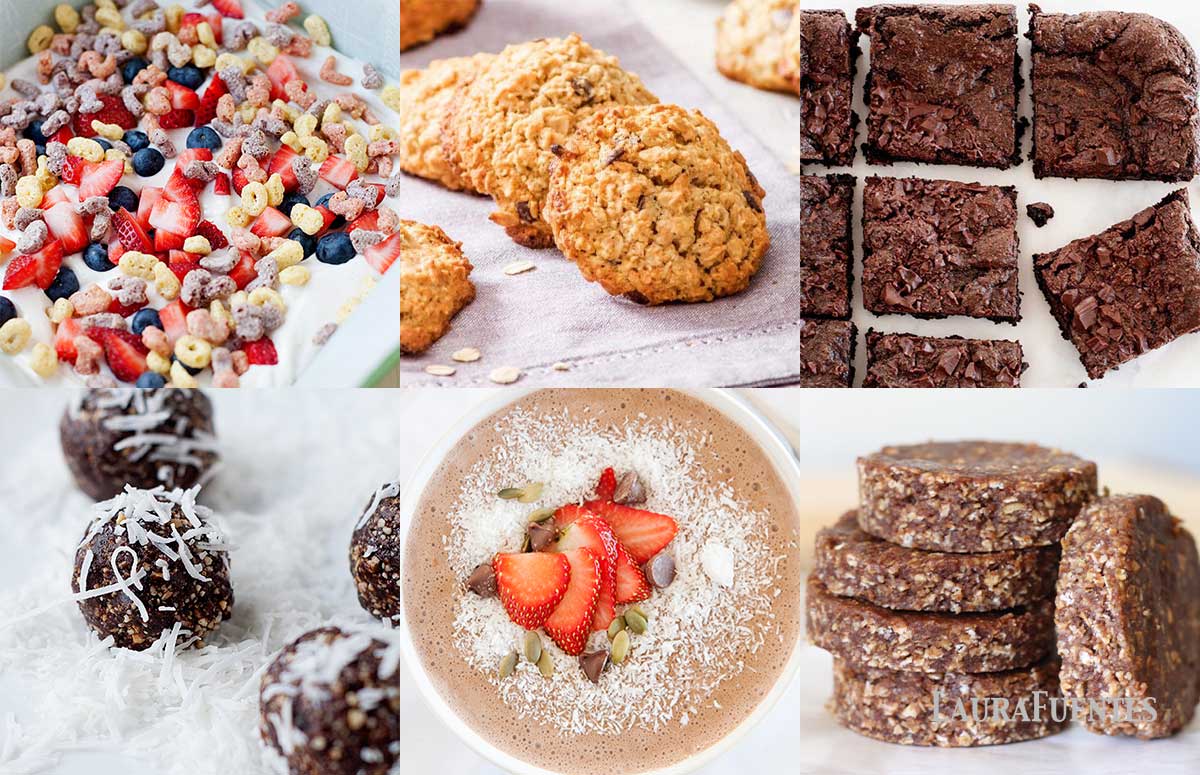 a collage of healthy treat images