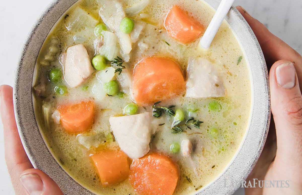 large bowl of chicken stew