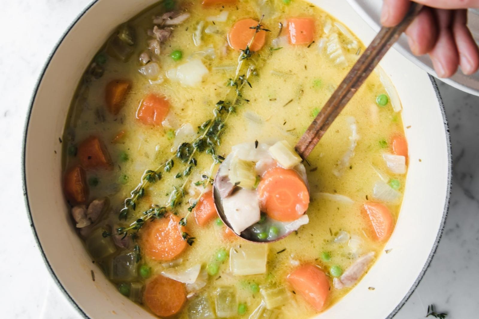 a large pot of chicken stew