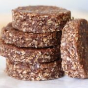 closeup view of round post-workout snack bars