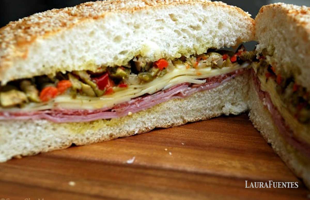 muffuletta cut in half