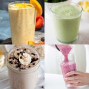 an image collage of four healthy smoothie for kids
