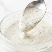 jar of ranch dressing with a spoon