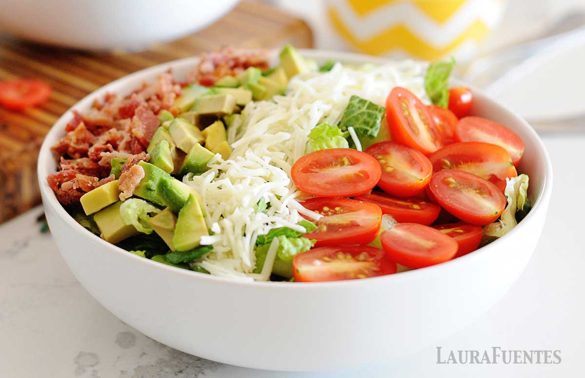blt salad with no dressing in a bowl
