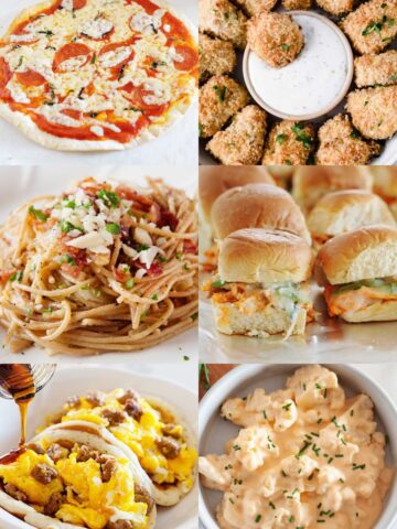 an image collage of healthy meals for kids