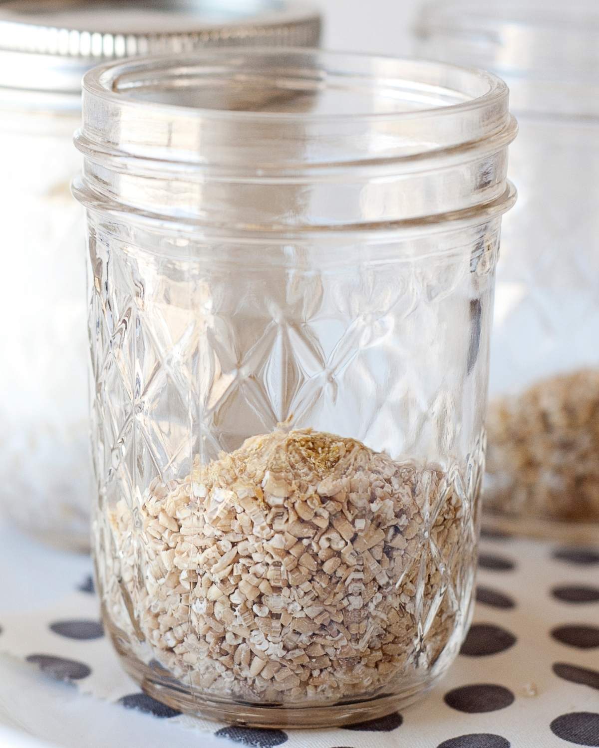 a mason jar filled with quick cooking steel cut oats