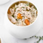 bowl of chicken and rice soup