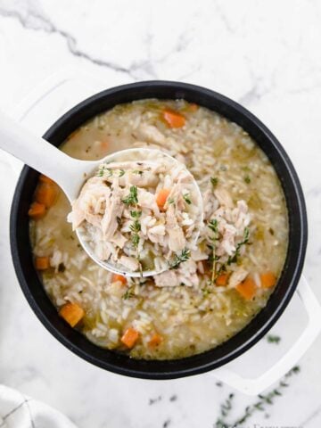 bowl of chicken and rice soup