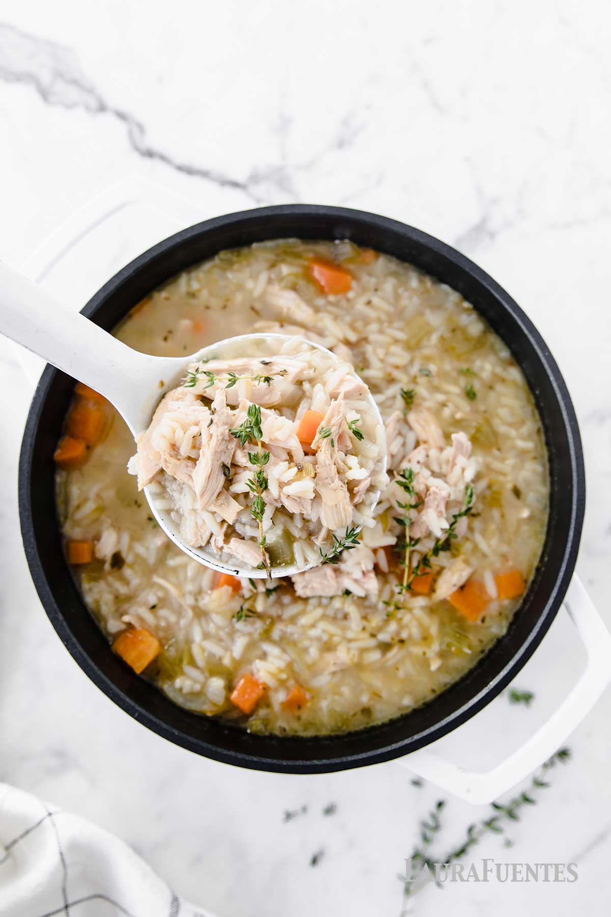 bowl of chicken and rice soup