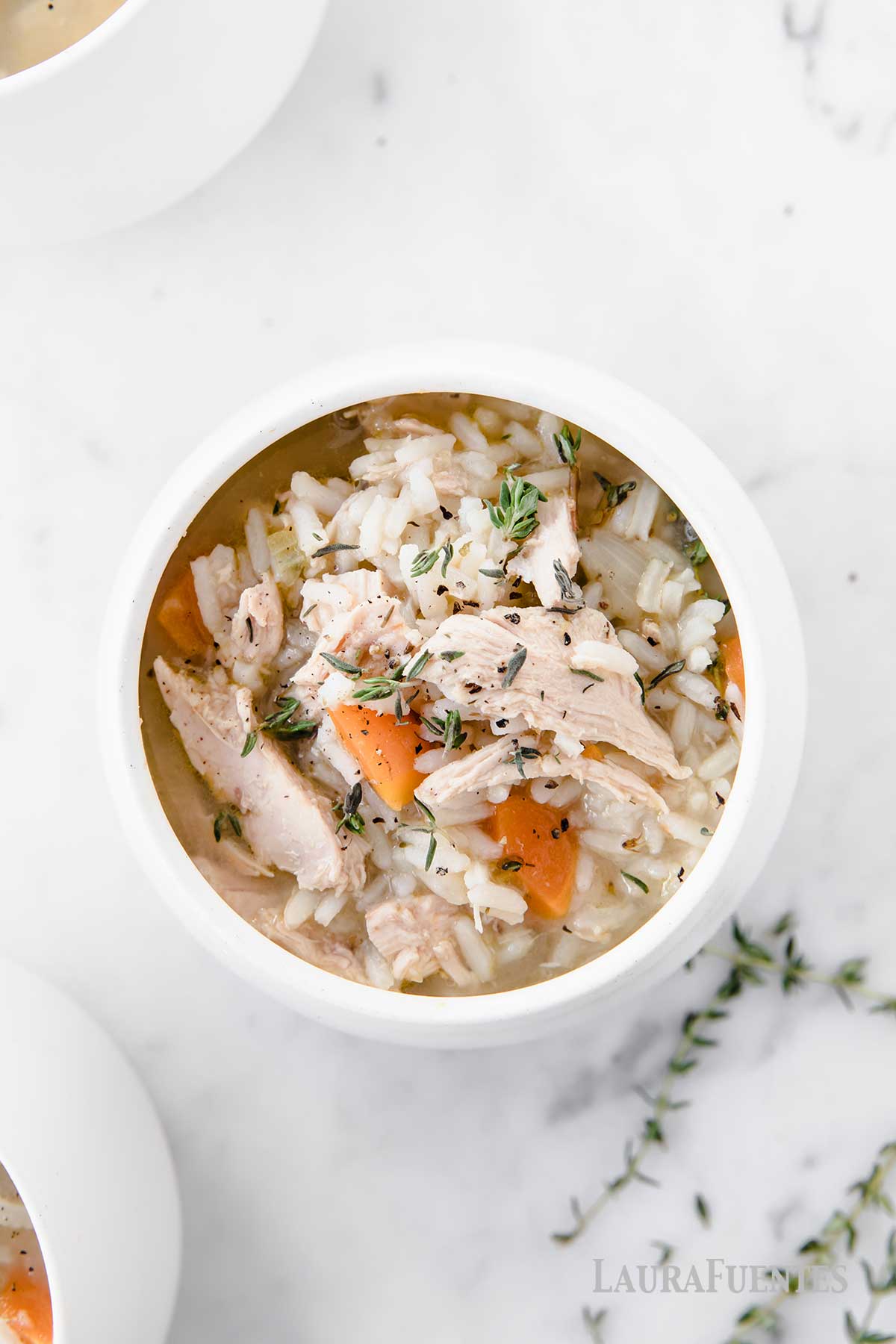 bowl of chicken and rice soup