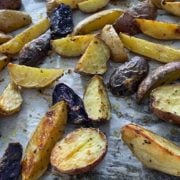 roasted potatoes on a baking sheet