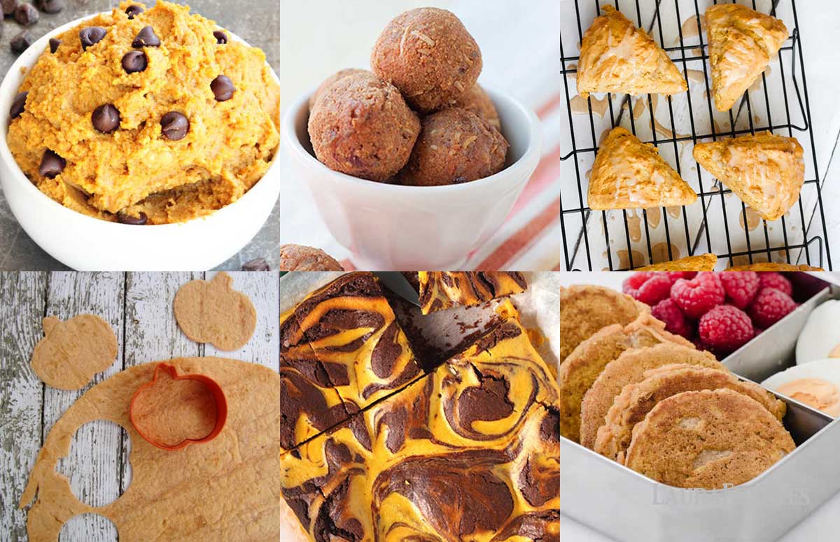 an image collage of healthy pumpkin snack recipes
