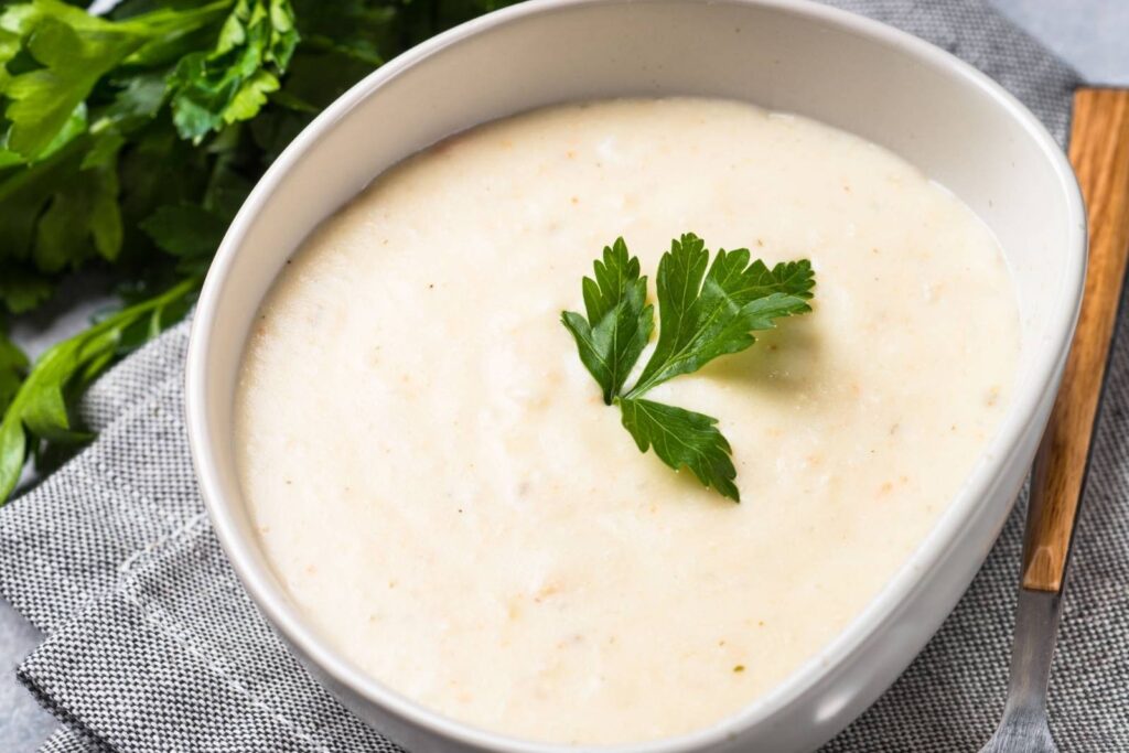 top view of a bowl of cream of chicken soup substitute