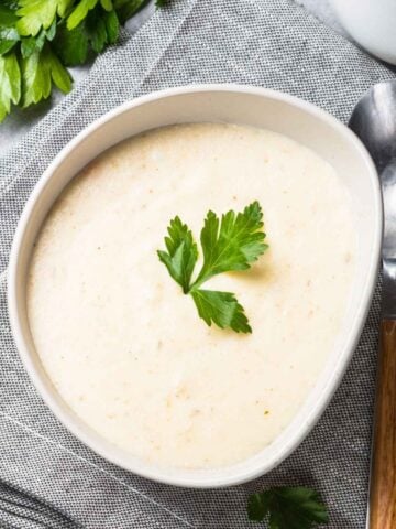 top view of a bowl of cream of chicken soup substitute