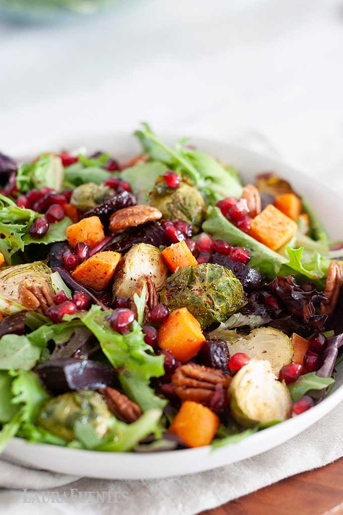 Winter Salad with Roasted Vegetables &amp; Maple Dijon Vinaigrette