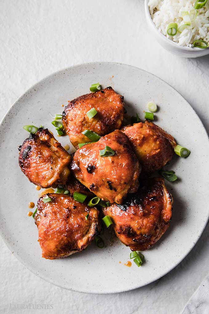 plate of spicy chicken thighs