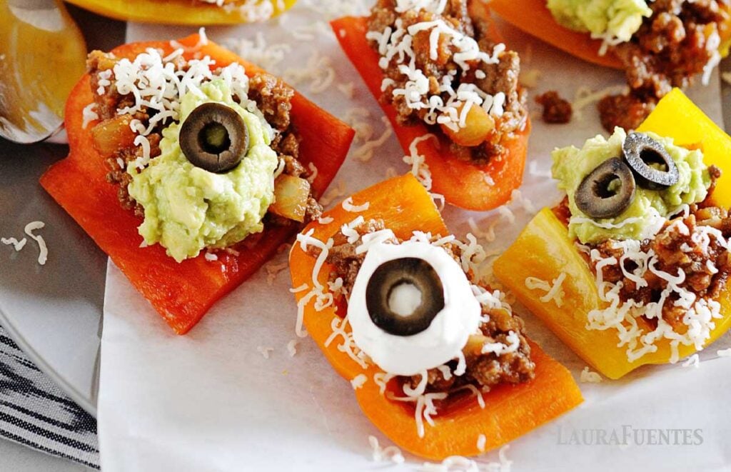 bell pepper nachos on a plate