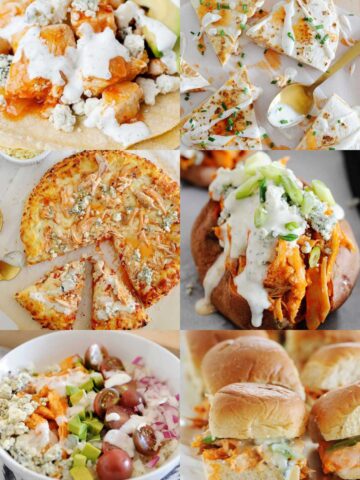 image collage of buffalo chicken recipes