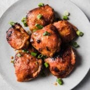 plate of spicy chicken thighs