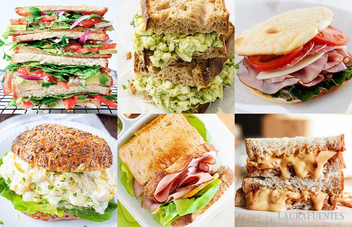 an image collage of sandwiches for lunch