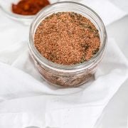 small glass jar of homemade vegetable seasoning