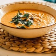 acorn squash soup in a bowl