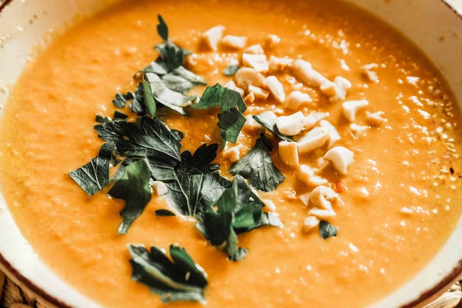 acorn squash soup in a bowl