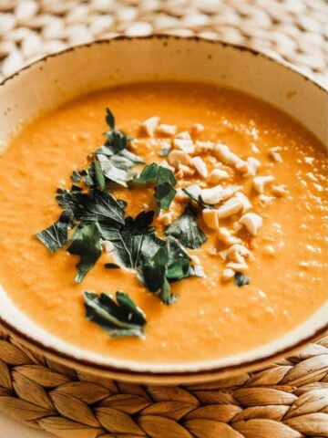acorn squash soup in a bowl