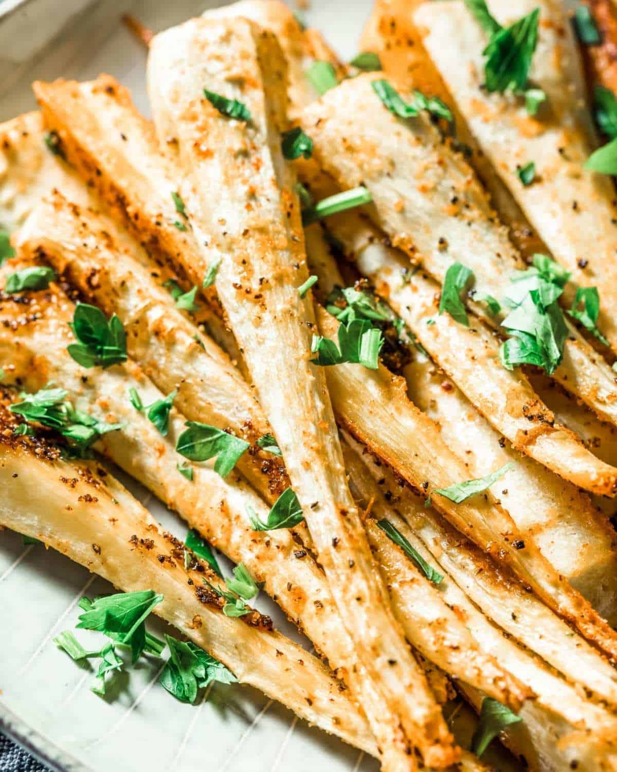 closeup of roasted parsnips
