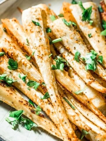 closeup of roasted parsnips
