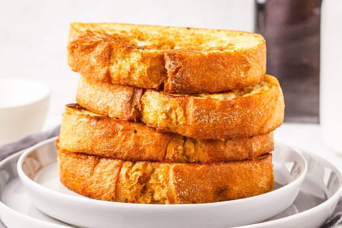 stack of four thick pumpkin French toast slices