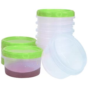 8 8-ounce freezer jars with green lid