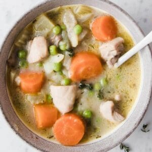 a bowl of chicken stew
