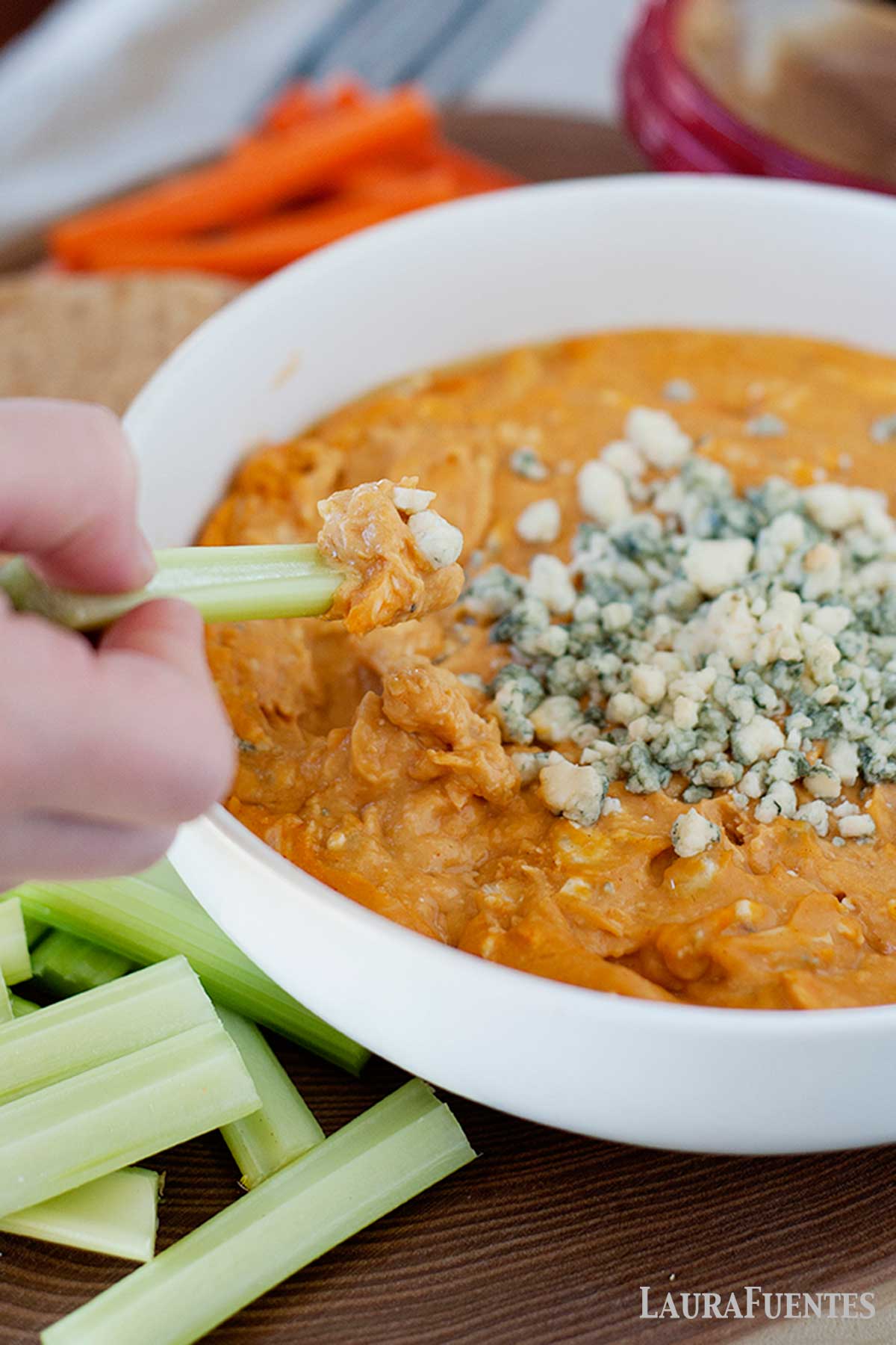 Healthy Buffalo Chicken Dip with Hummus Laura Fuentes