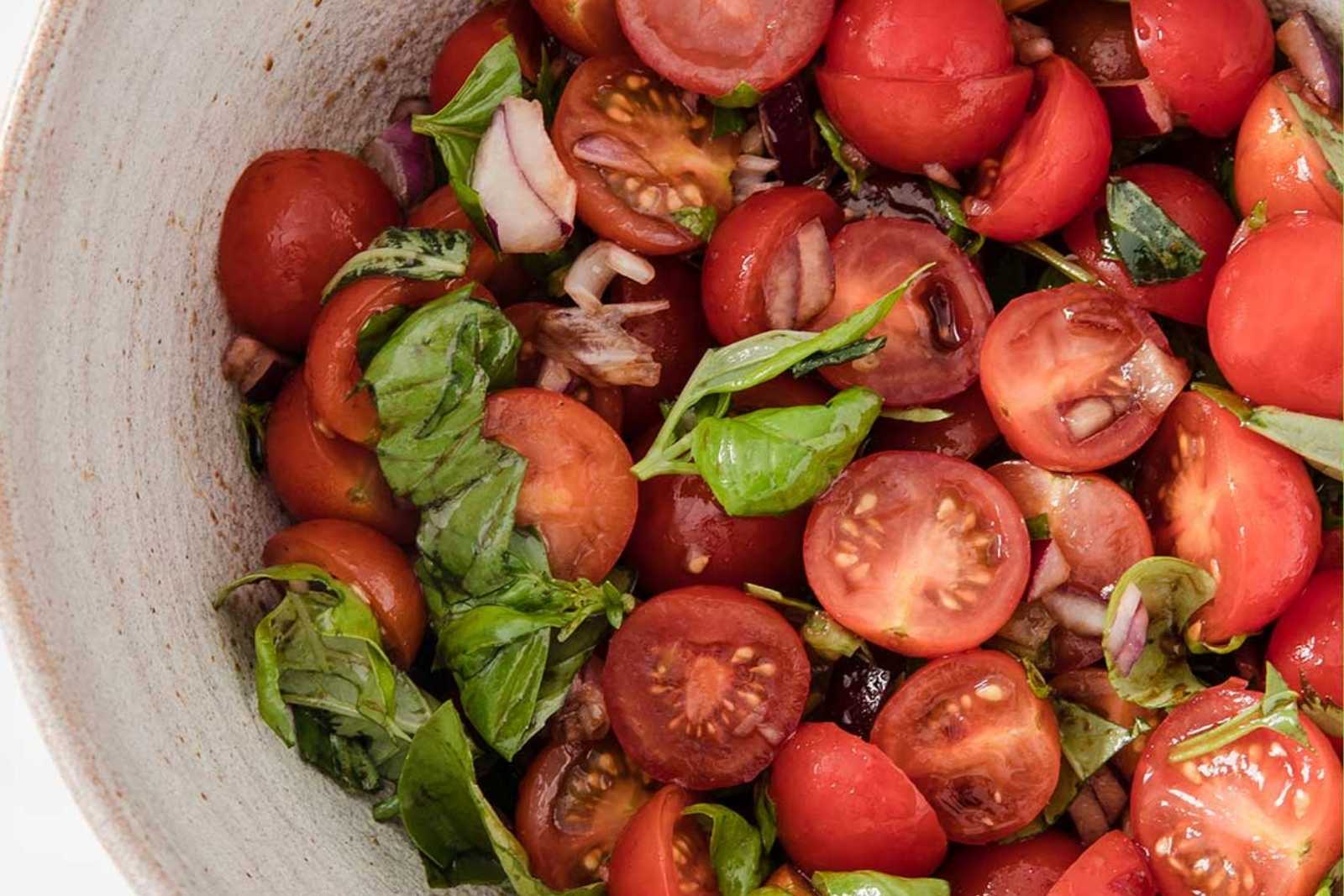 a bowl of bruschetta salad